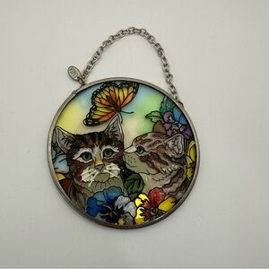 Colorful Cat and Butterfly Suncatcher
